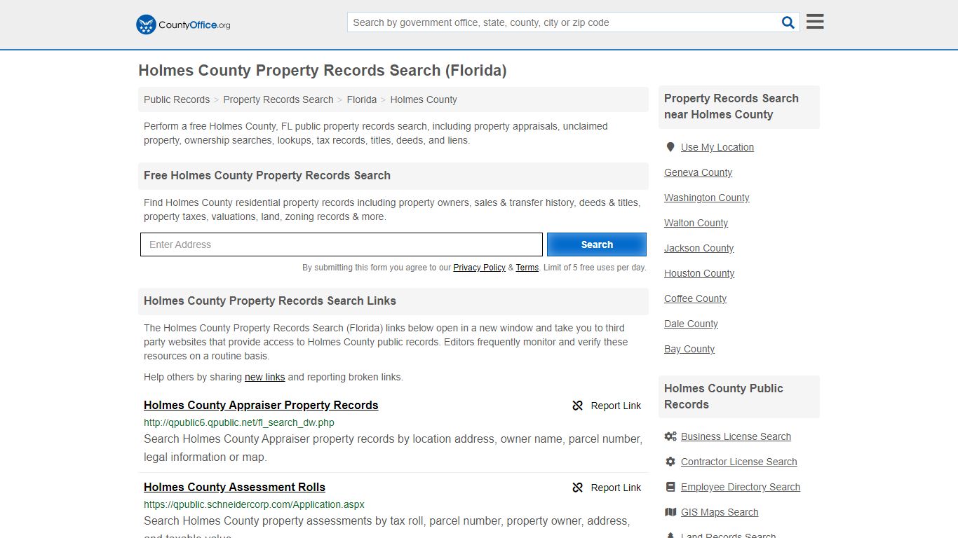 Property Records Search - Holmes County, FL (Assessments ...