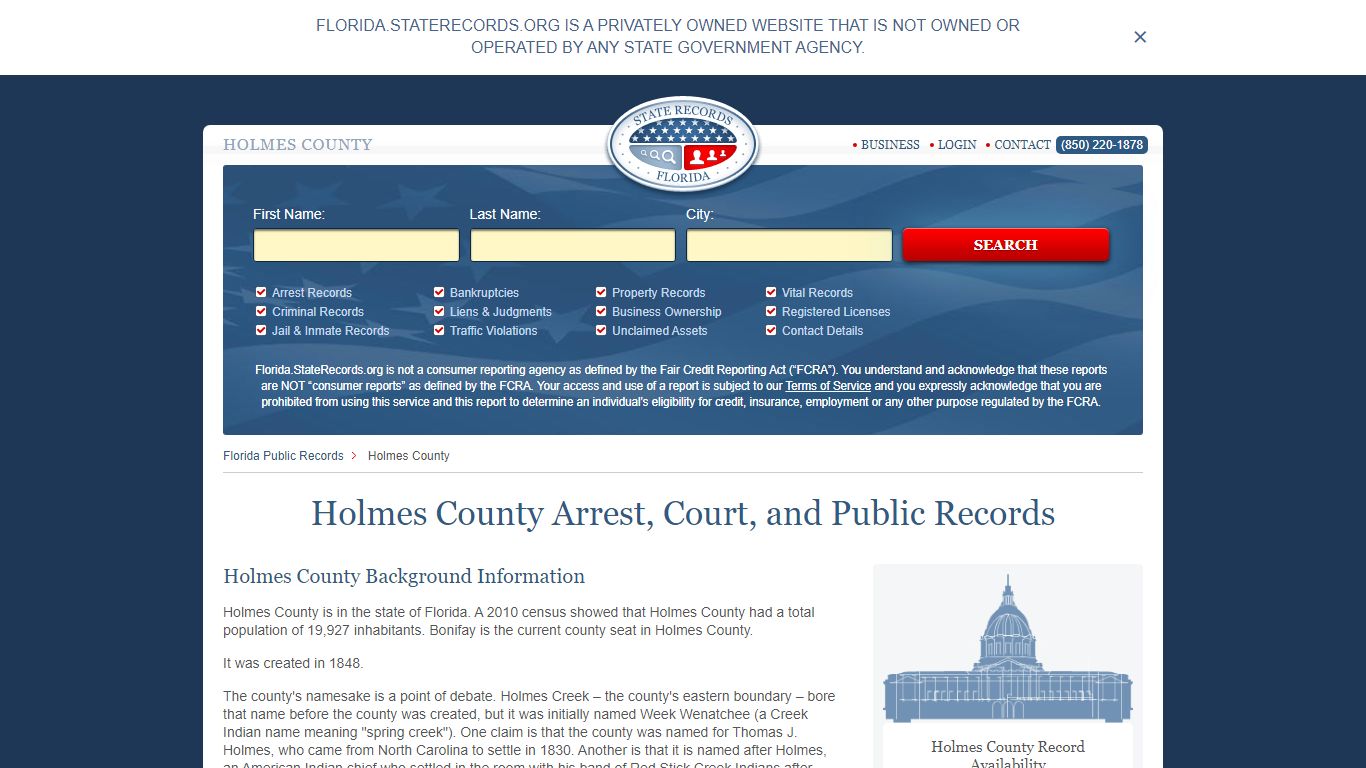 Holmes County Arrest, Court, and Public Records