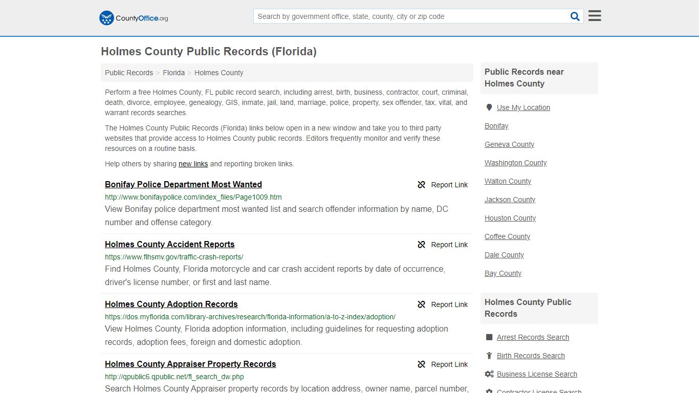 Public Records - Holmes County, FL (Business, Criminal ...